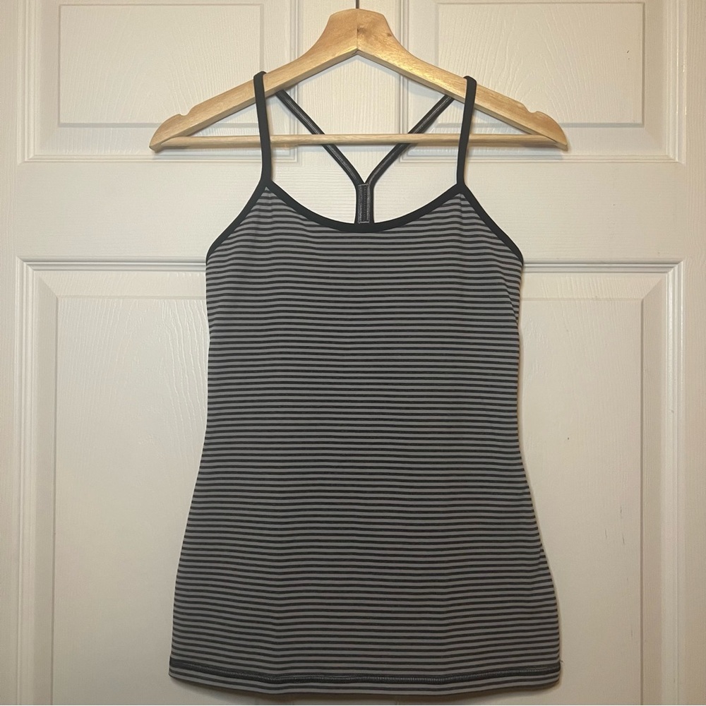Lululemon Womens Racerback Tank Top Striped Logo